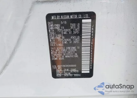 2019 Nissan Armada Sl из США, поврежденный, VIN JN8AY2NC5K9588069